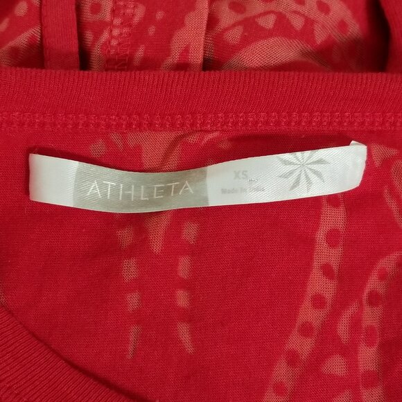 Athleta Lace Up Back Corset Dress XS Red Jacquard Burnout Long Sleeve Stretch - Picture 12 of 14